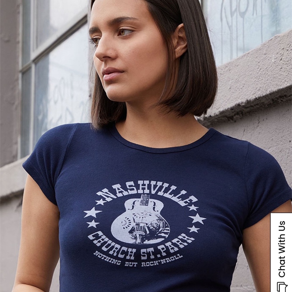 Brandy Melville- John Galt Blue Fitted Cap Sleeve Tee
